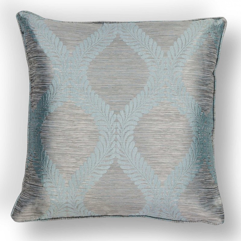 Elegant Square Blue and Silver Gray Accent Pillow