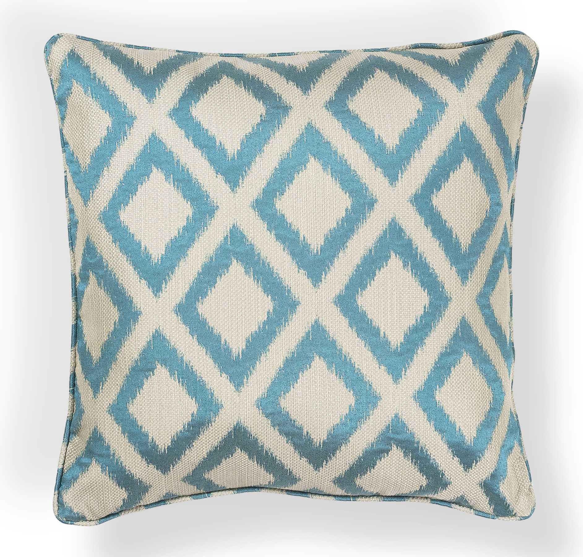 Elegant Square Turquoise and Silver Gray Accent Pillow