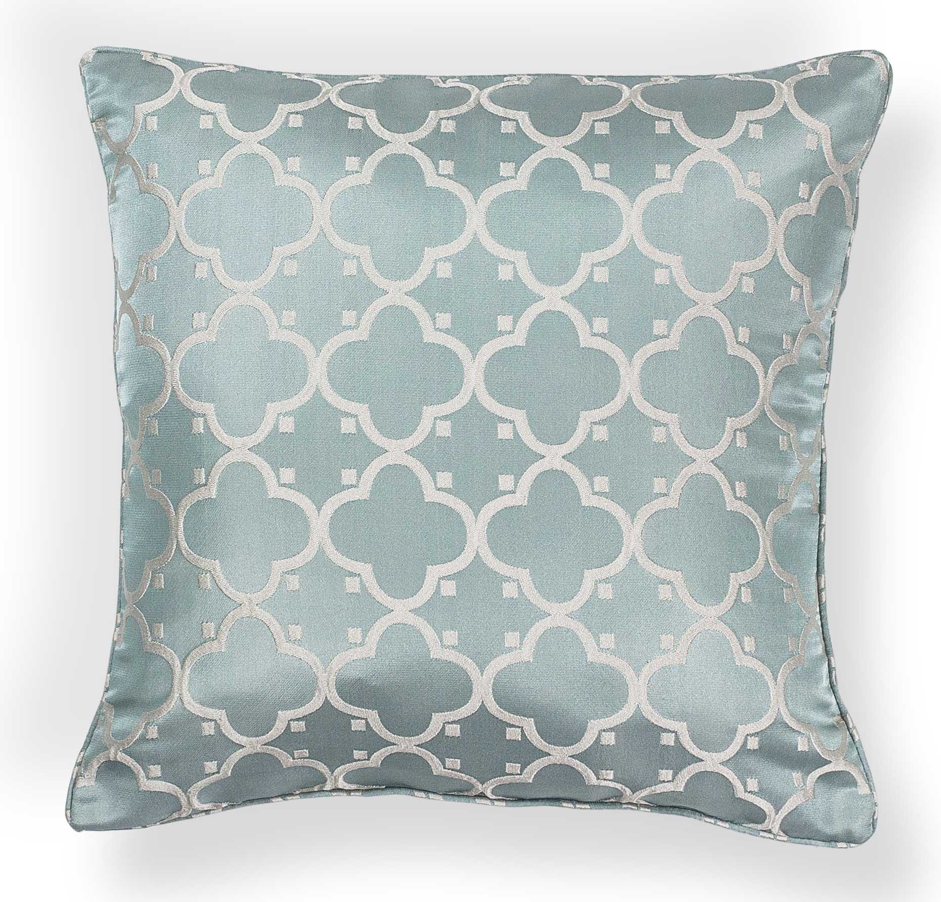 Elegant Square Light Blue Filigree Design Accent Pillow