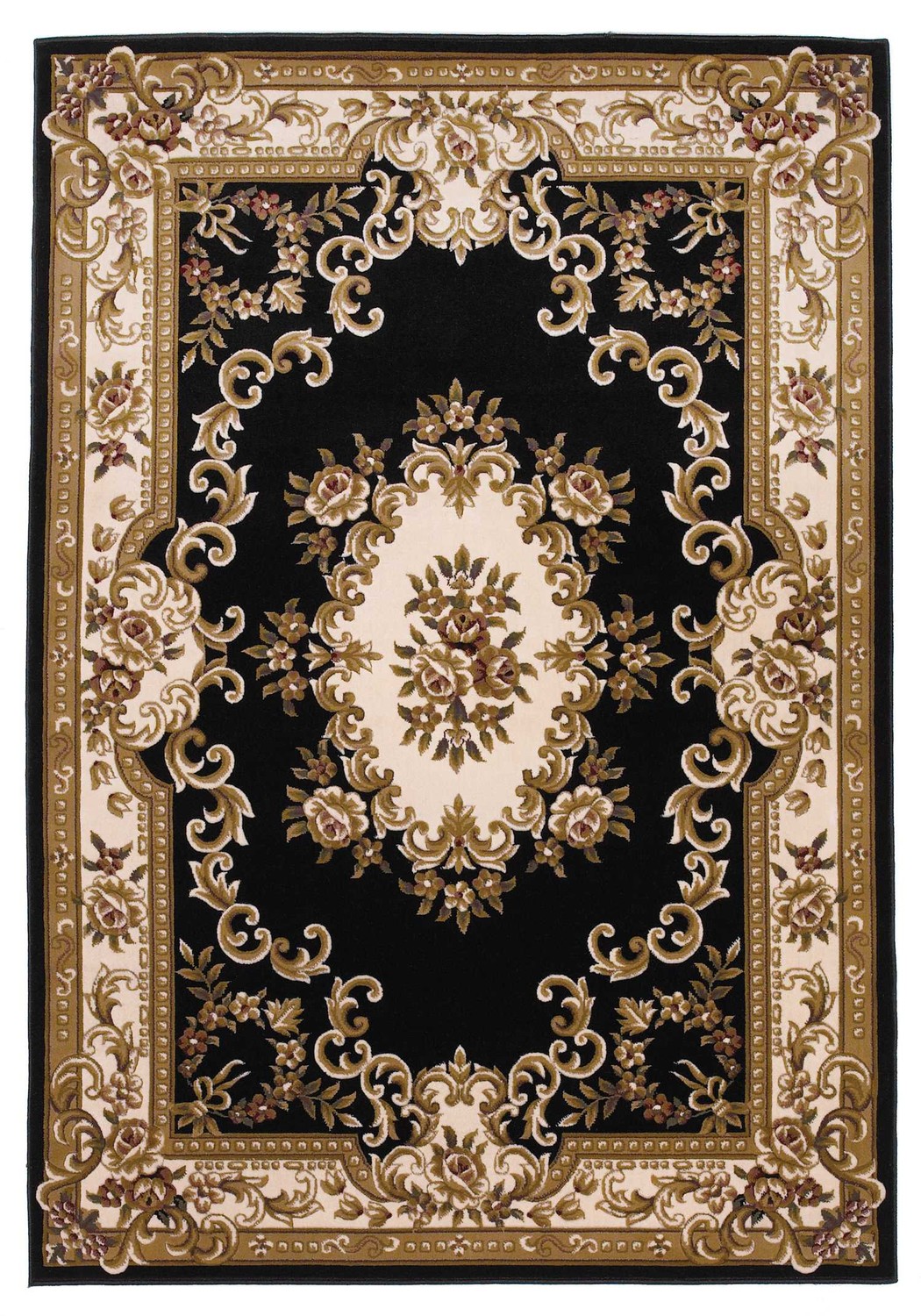 3' x 5' Polypropylene Blackor Ivory Area Rug