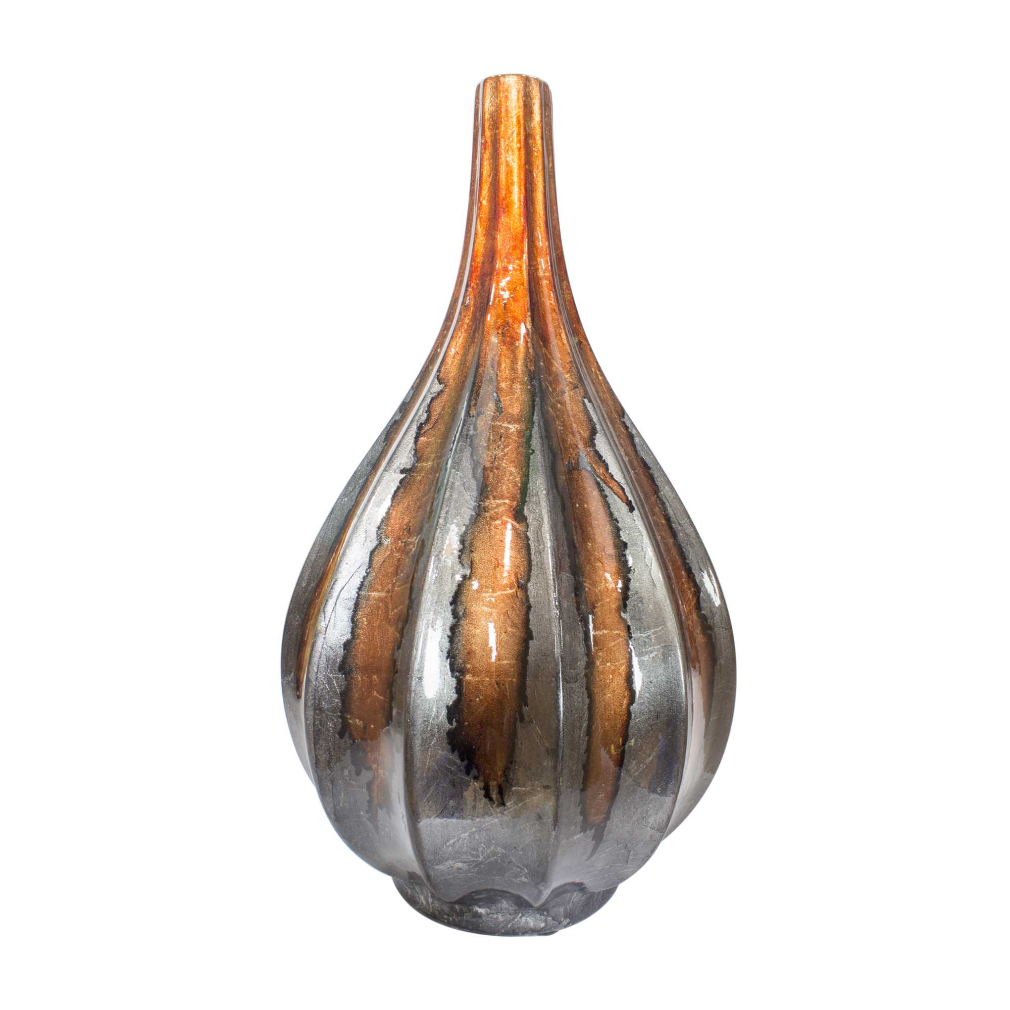 Kya Copper Pewter Foil and Lacquer Teardrop Vase