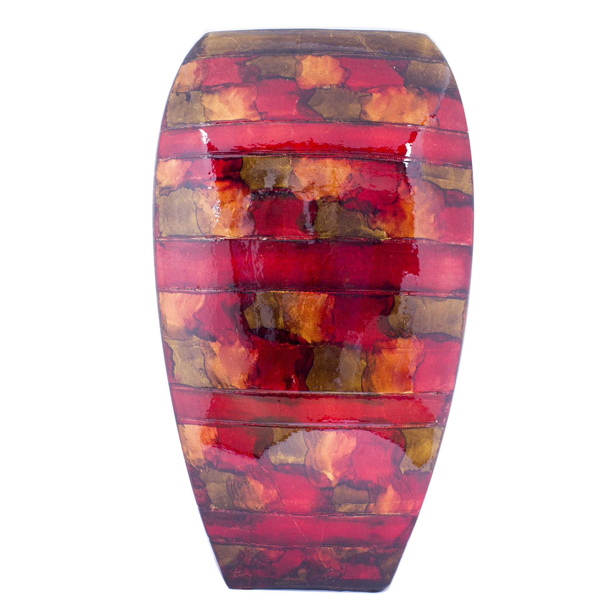 Quay Copper Red Gold Ceramic Foil and Lacquer Modern Vase