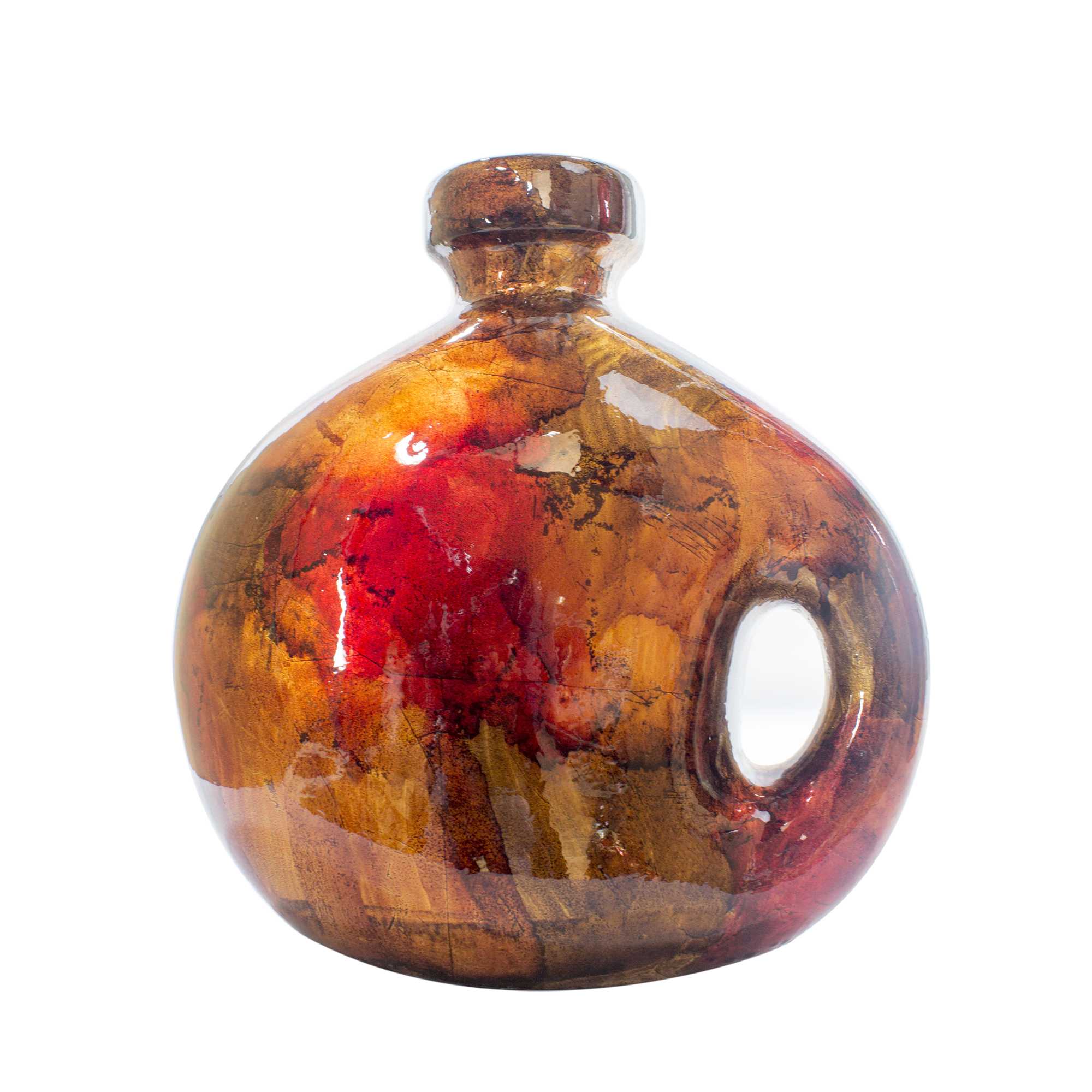 9.75" X 4" X 10.25" Copper Red Gold Ceramic Jug Vase