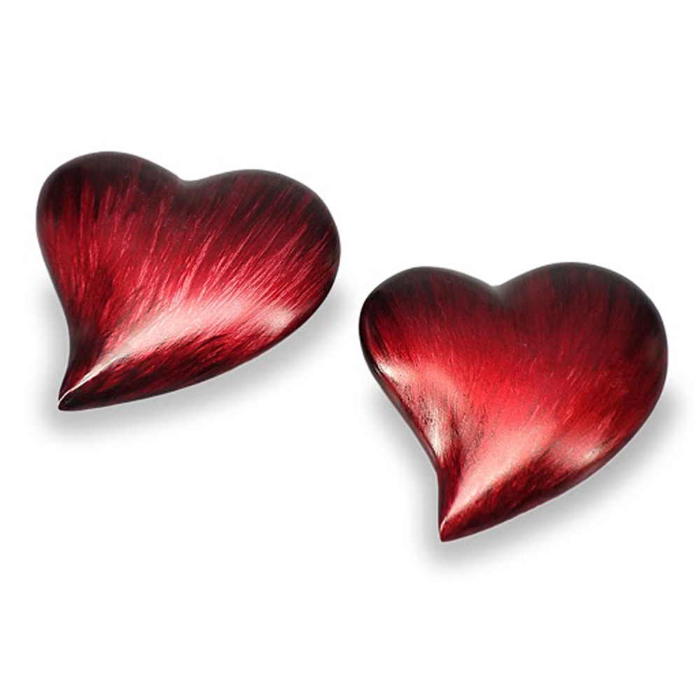 4" x 4.5" x 1" Red Glaze Large Heart Set of 2