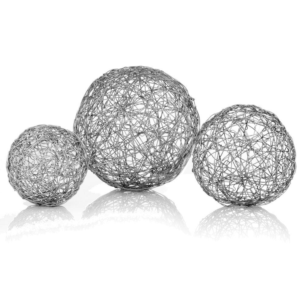 3" x 3" x 3" Shiny Nickel Silver Wire Spheres Box of 3