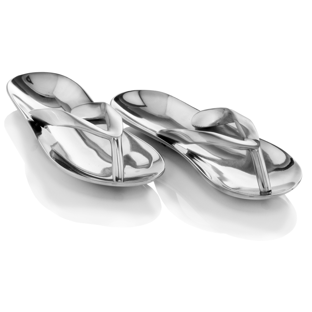 4.5" x 9.5" x 4" Buffed Polished Sandals Pair