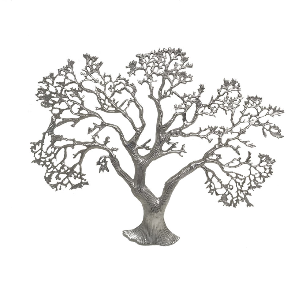 1" x 27.5" x 22" Rough Silver Tree Wall Sculpture