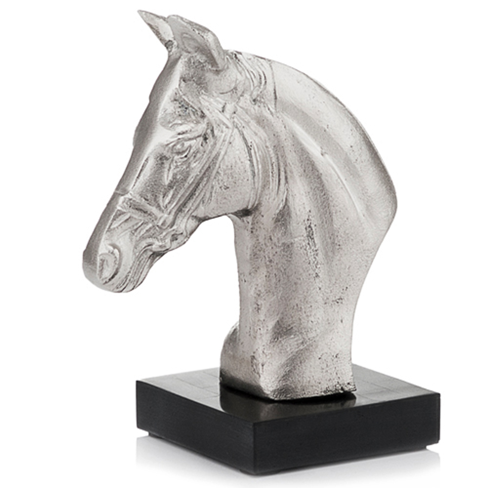 4" x 7" x 9" Silver and Black Bust on Base Stallion