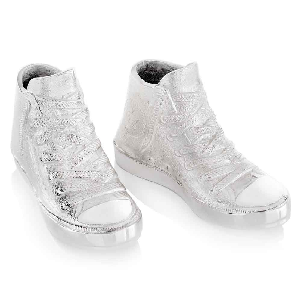 4" x 10" x 6.5" Rough Silver High Top Sneakers Pair