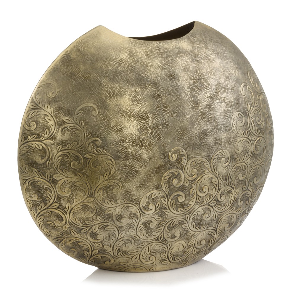 6" x 19" x 17.5" Gold Hammered Large Round Vase