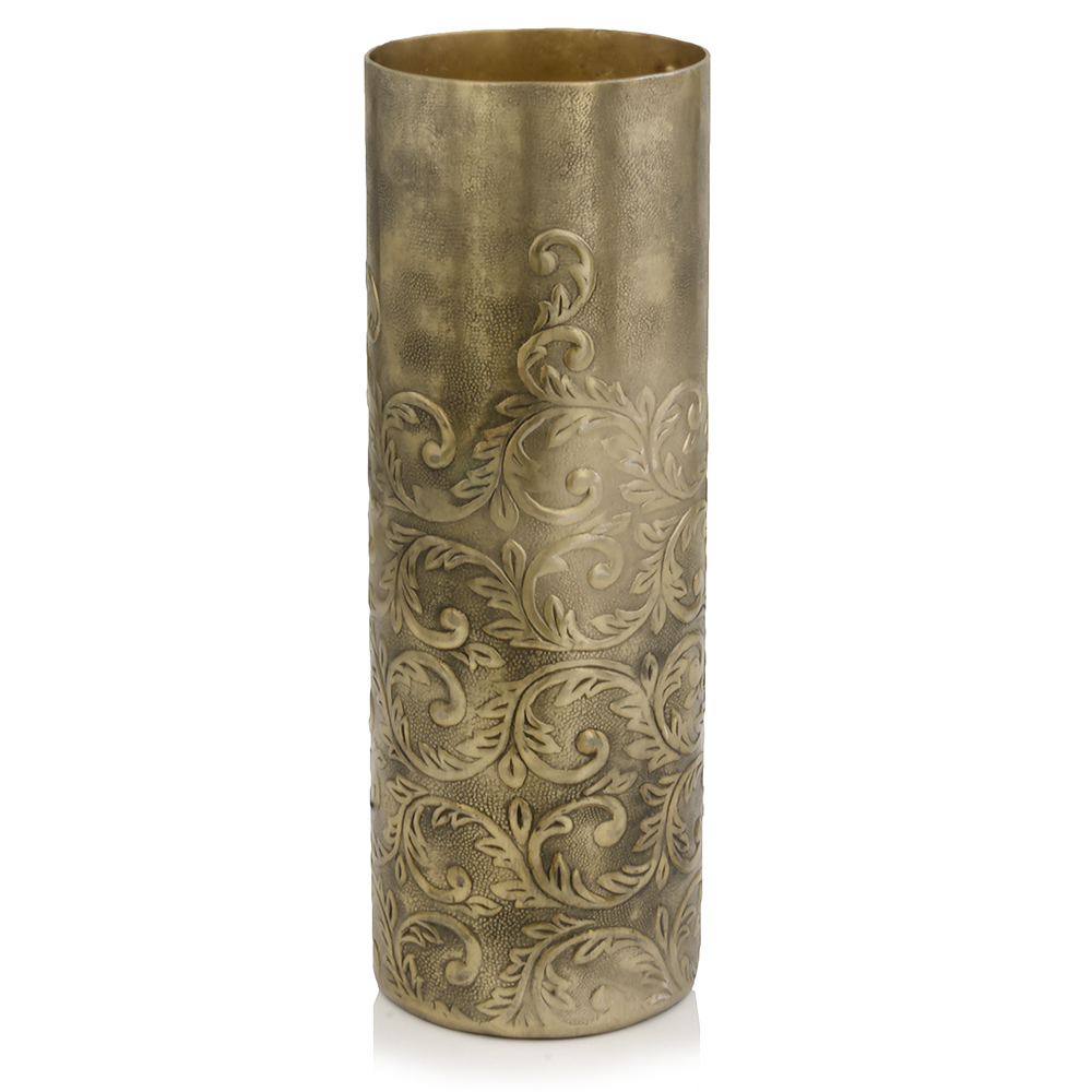 5" x 5" x 15" Gold Large Cylinder Vase