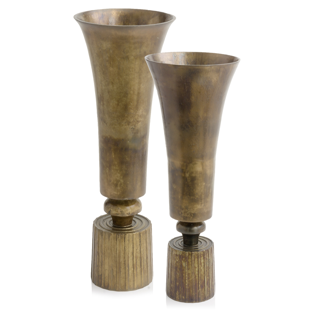 9.5" x 9.5" x 26.5" Regal Large Vintage Brass Vase