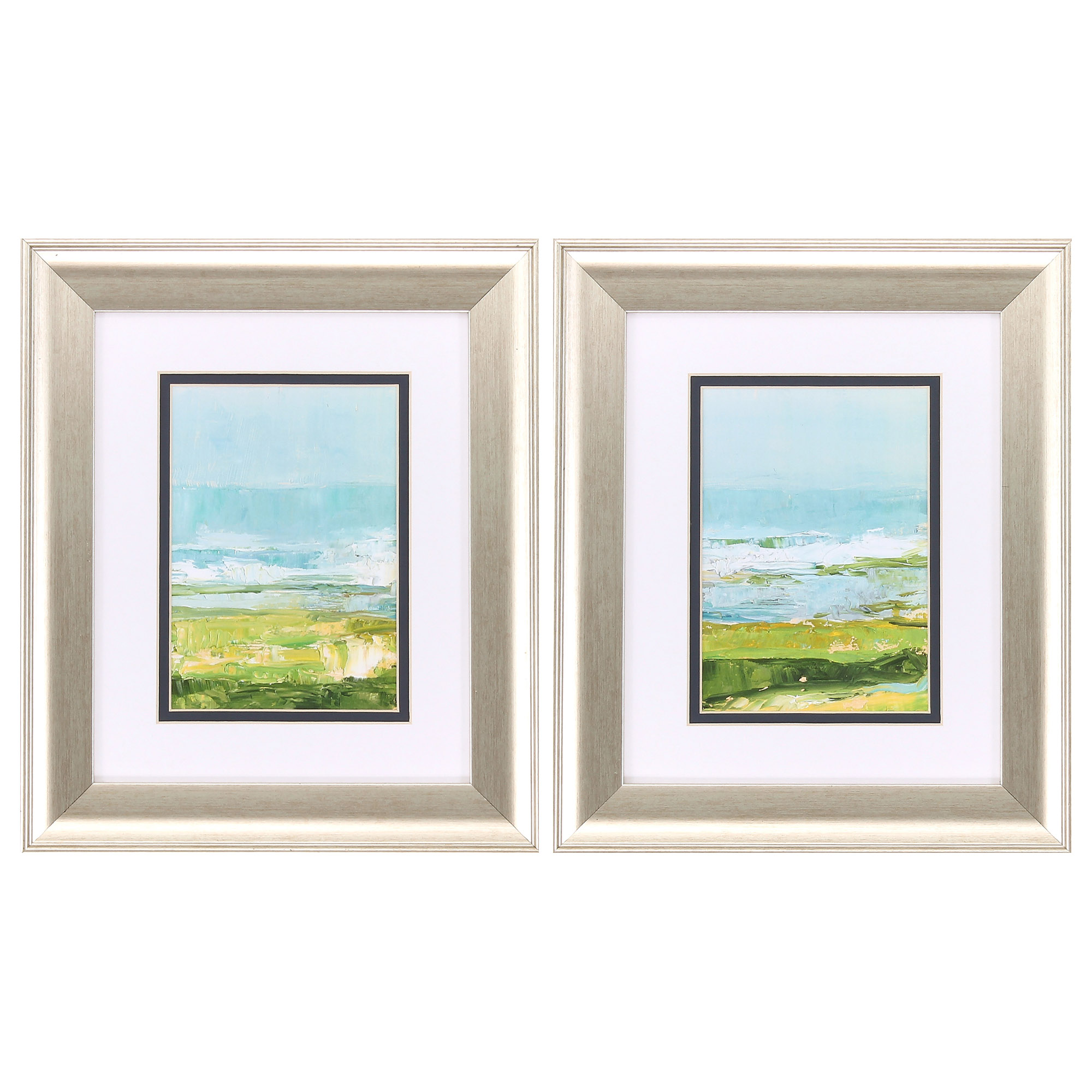 11" X 13" Brushed Silver Frame Coastal Overlook (Set of 2)