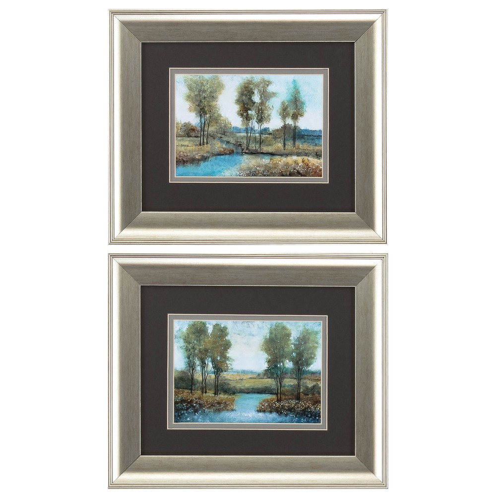 13" X 11" Brushed Silver Frame Stream Side (Set of 2)