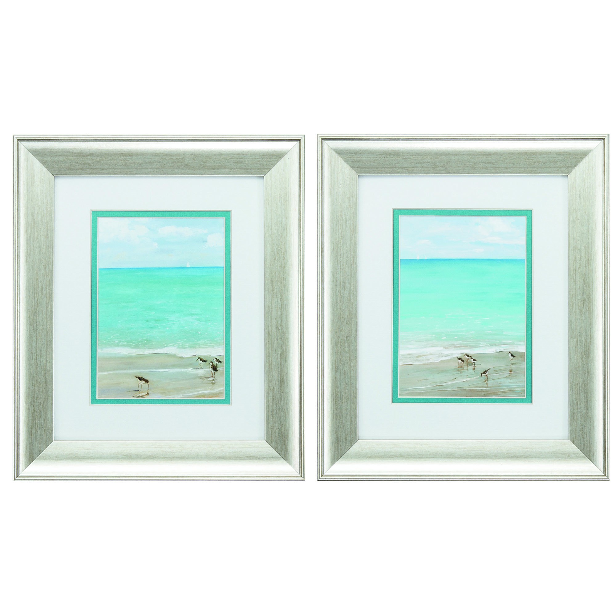 11" X 13" Brushed Silver Frame Sunday At The Shore (Set of 2)