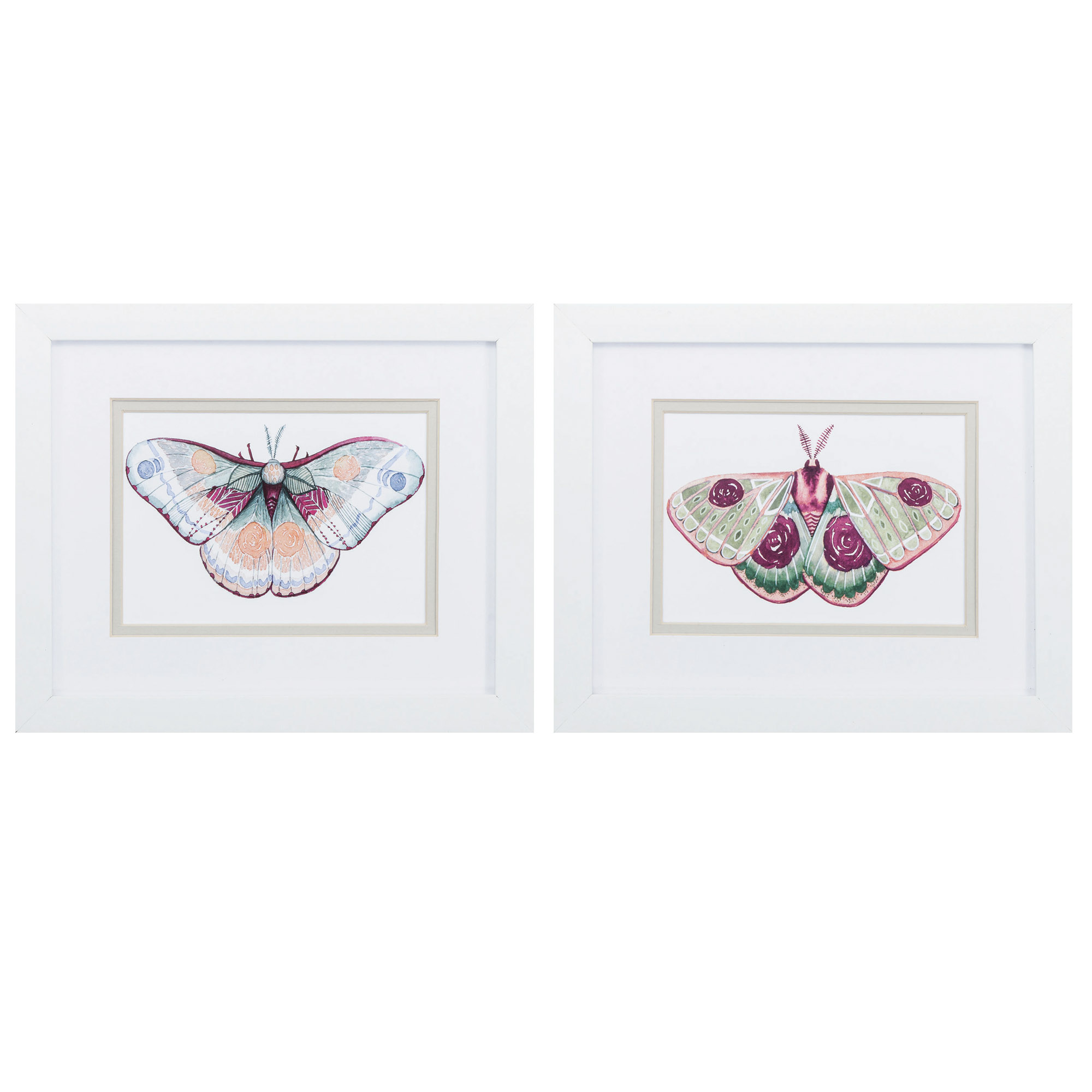 11" X 9" Matte White Frame Moth Fairies (Set of 2)