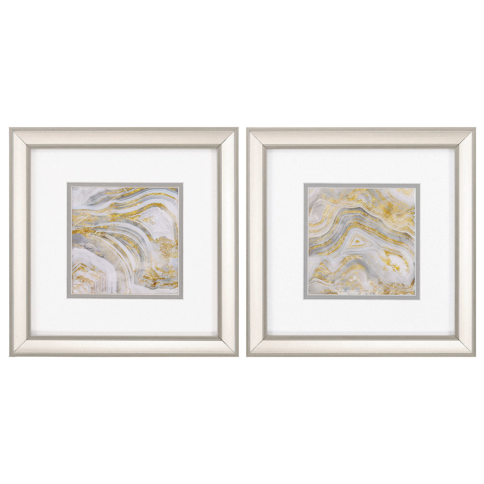 12" X 12" Champagne Gold Color Frame Agate Allure (Set of 2)