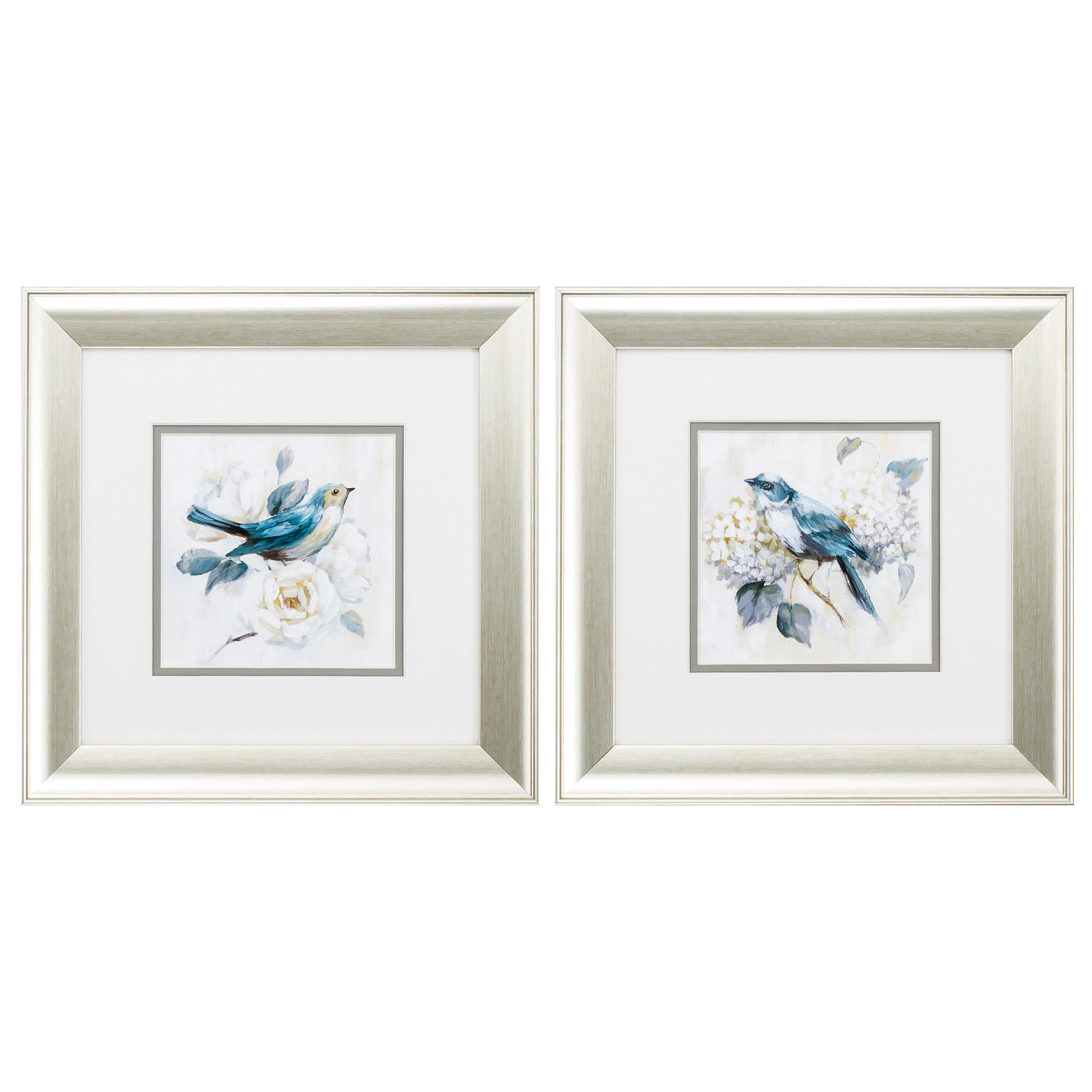 13" X 13" Aged Silver Frame Morning Song (Set of 2)