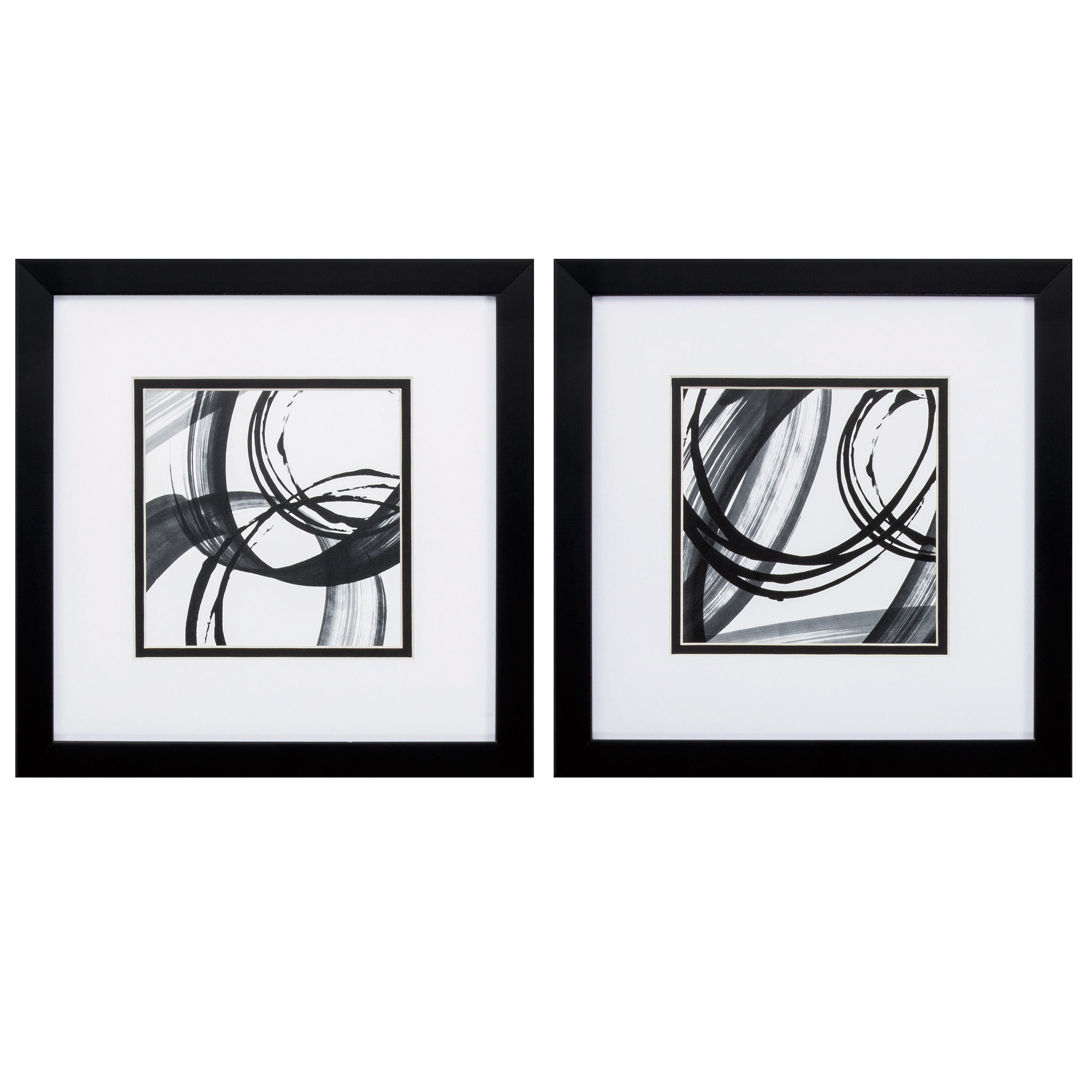 11" X 11" Silver Frame Black Rings (Set of 2)