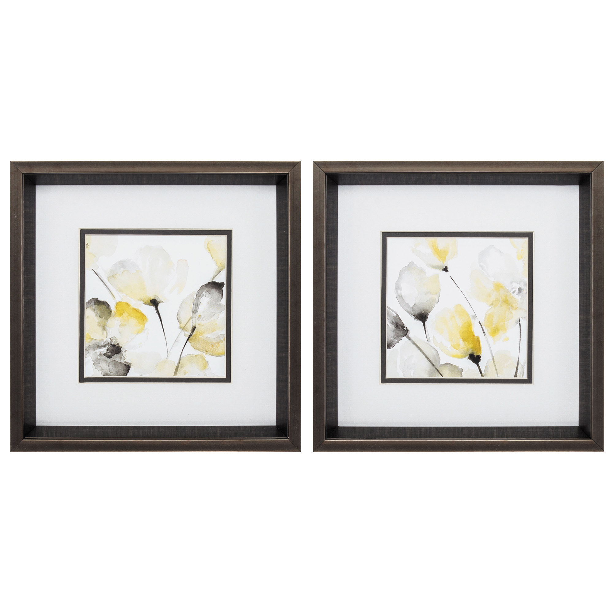 12" X 12" Brushed Silver Frame Natural Abstract (Set of 2)