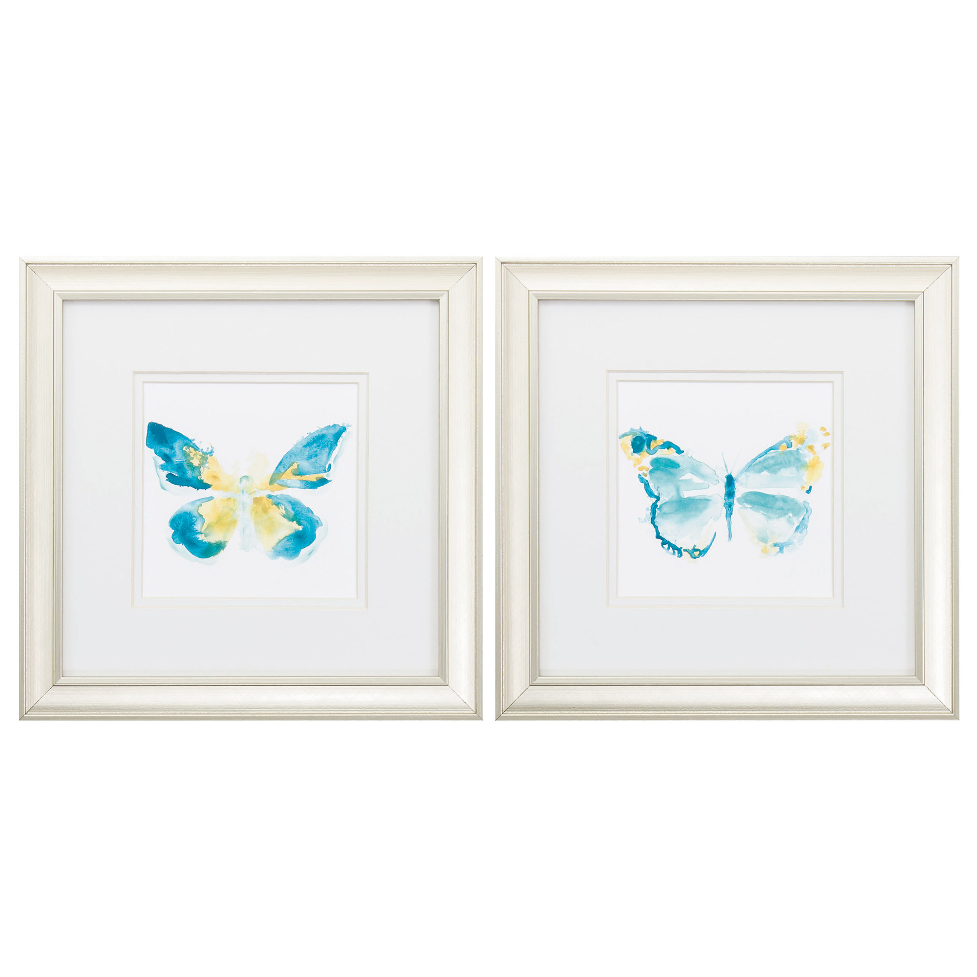 12" X 12" Champagne Gold Color Frame Butterfly Traces (Set of 2)