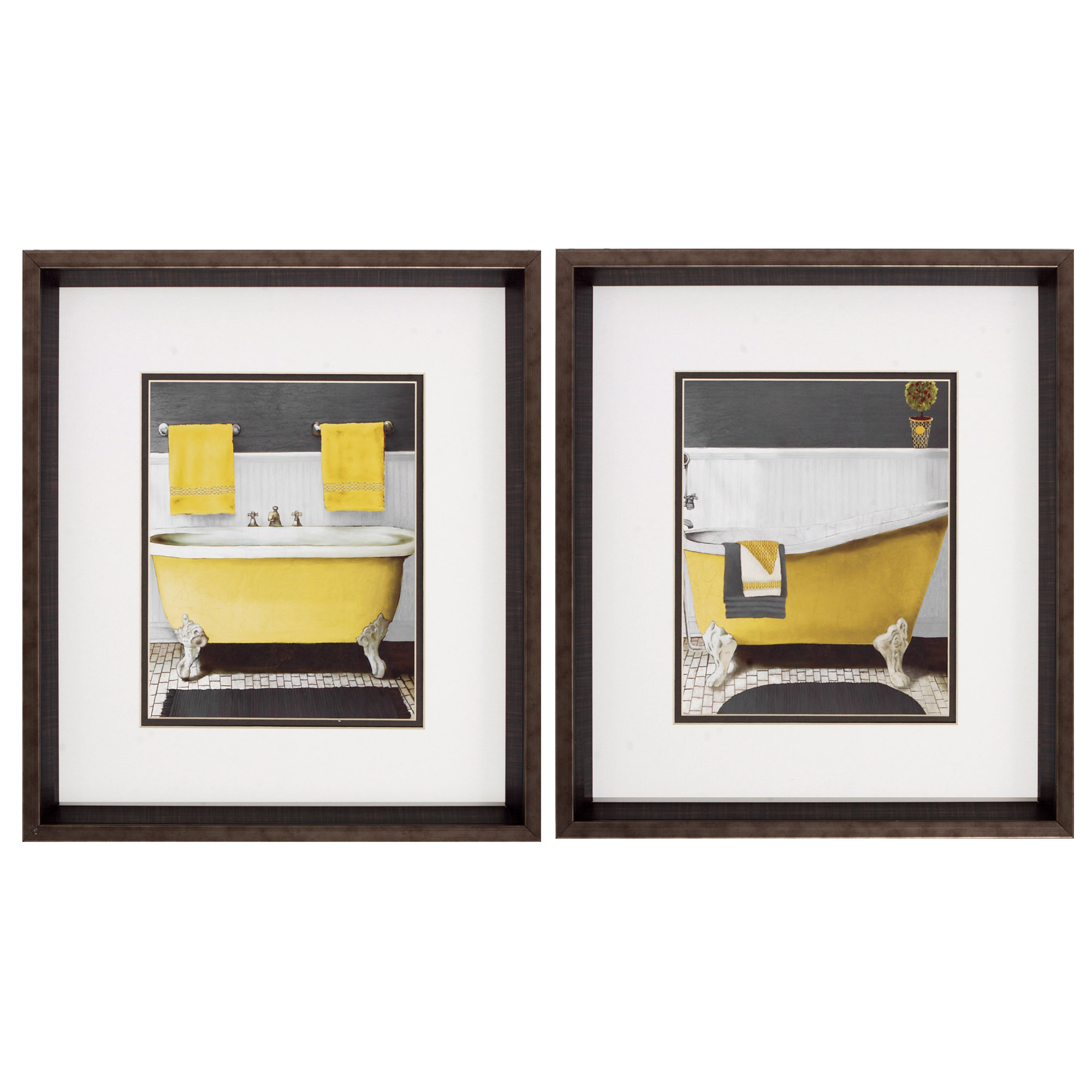 15" X 17" Brushed Silver Frame Citron Bath (Set of 2)