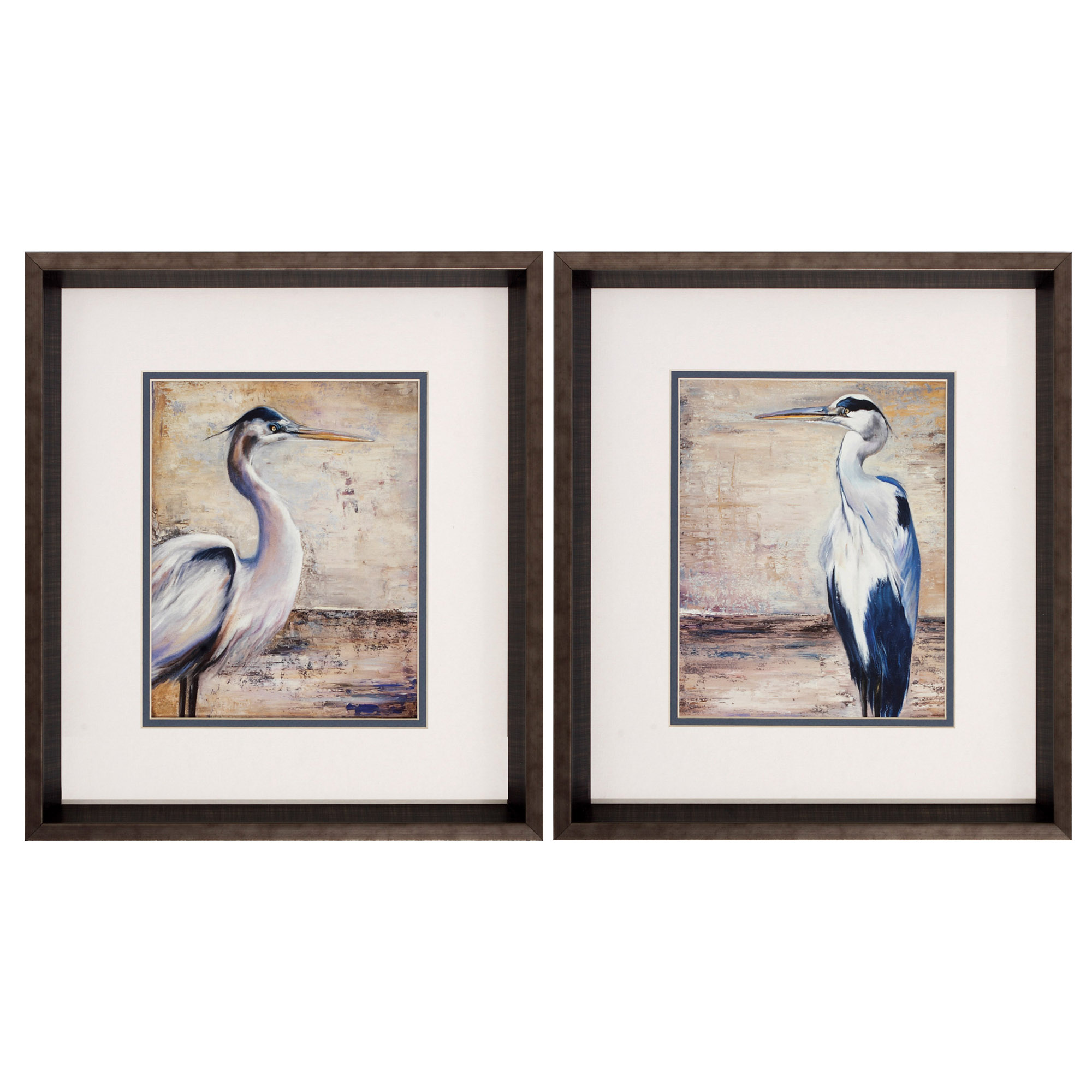 15" X 17" Brushed Silver Frame Shore Birds (Set of 2)