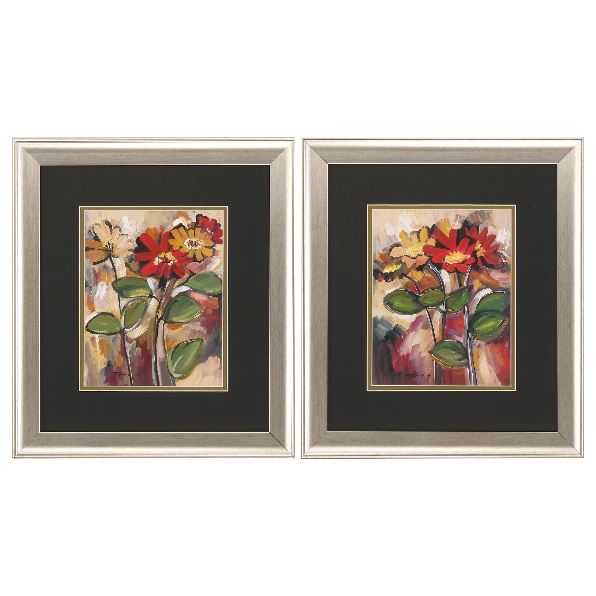 16" X 18" Brushed Silver Frame Daisy Divine (Set of 2)