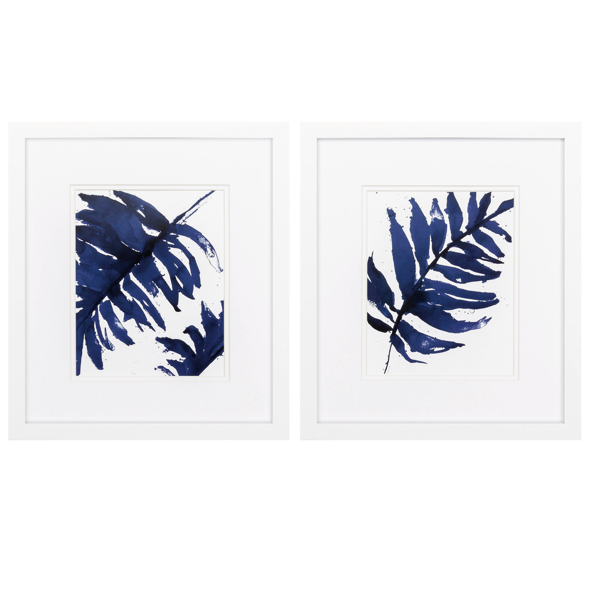 14" X 16" Matte White Frame Blue Ferns (Set of 2)