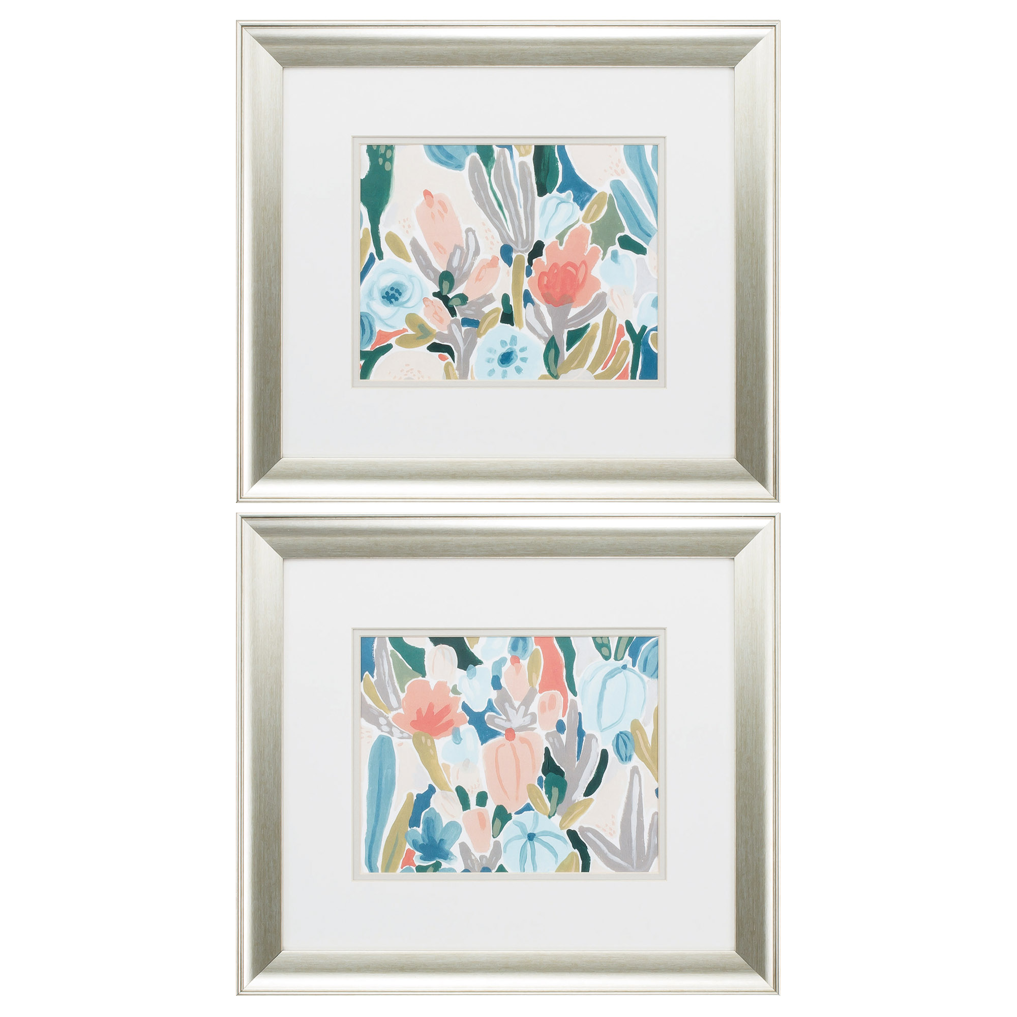 18" X 16" Brushed Silver Frame Meadow Gala (Set of 2)