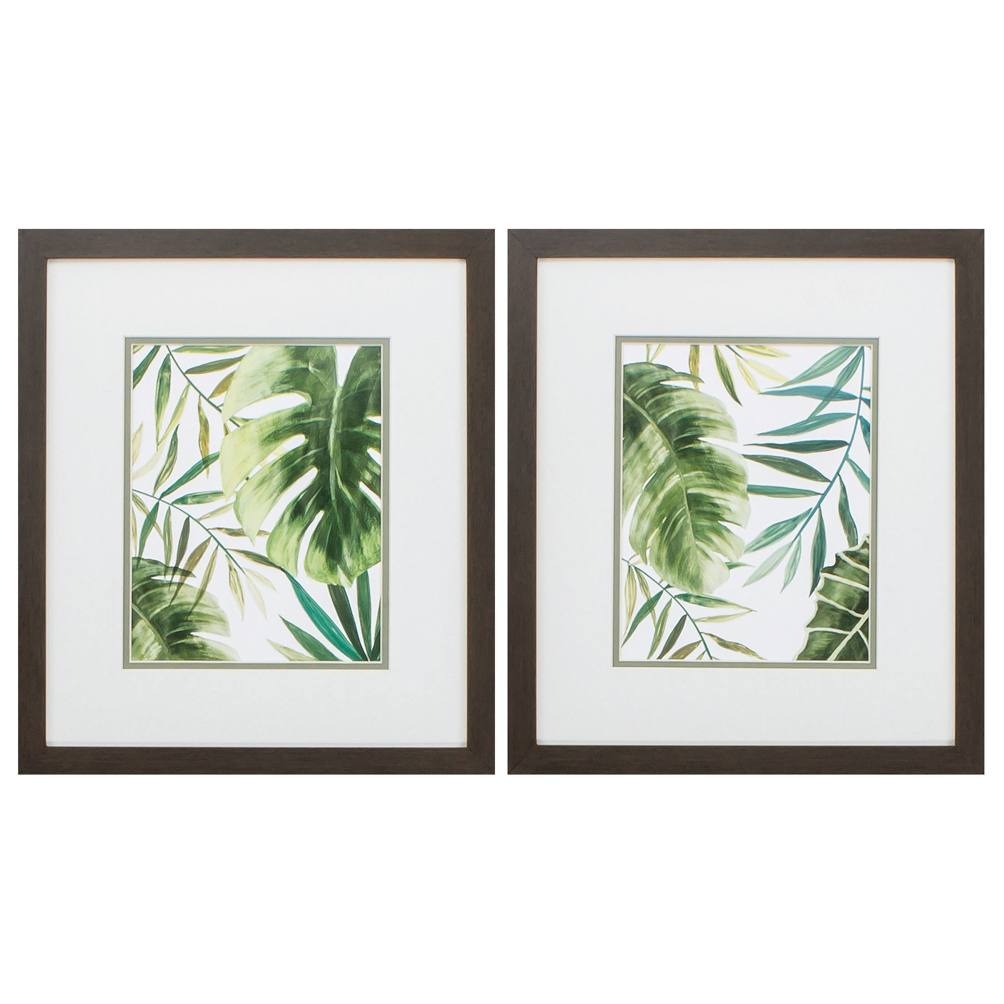15" X 17" Brown Frame Tropical Mix (Set of 2)