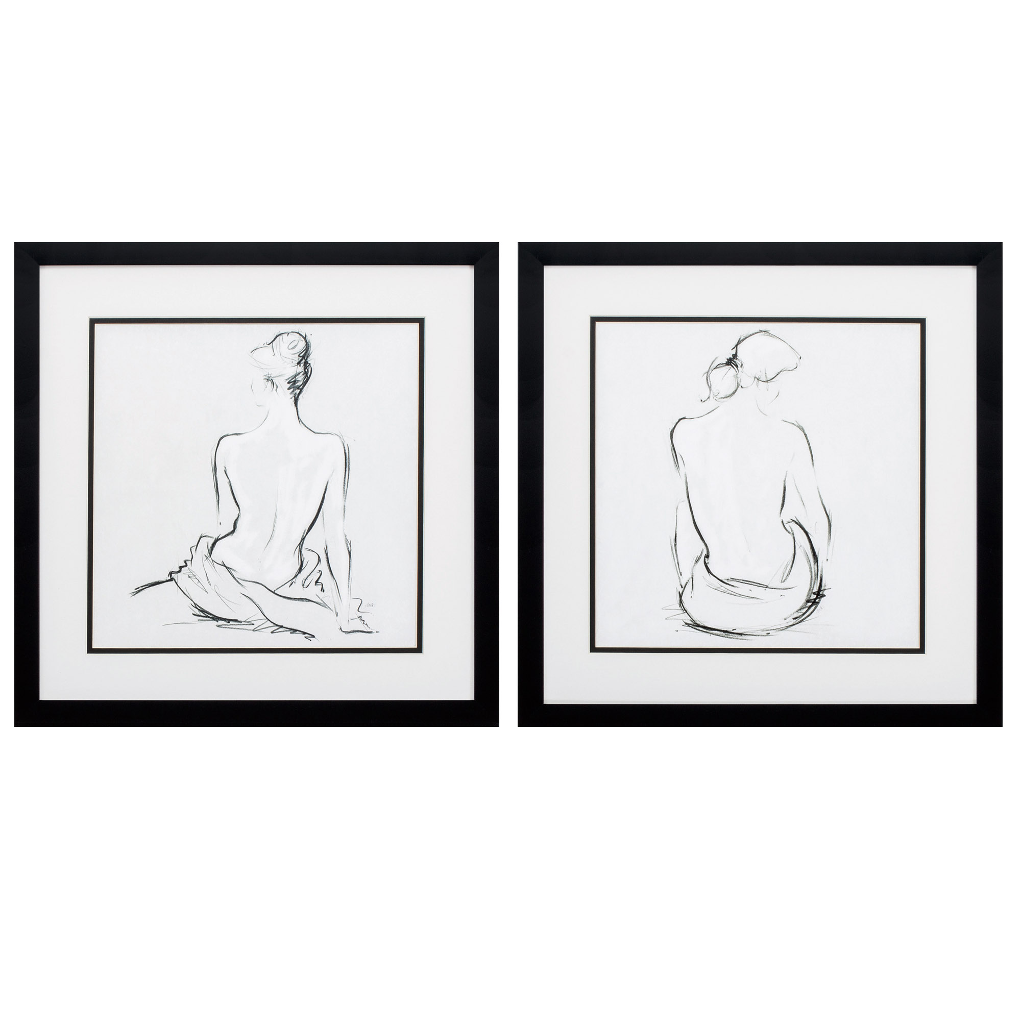 17" X 17" Silver Frame Poised Pose (Set of 2)