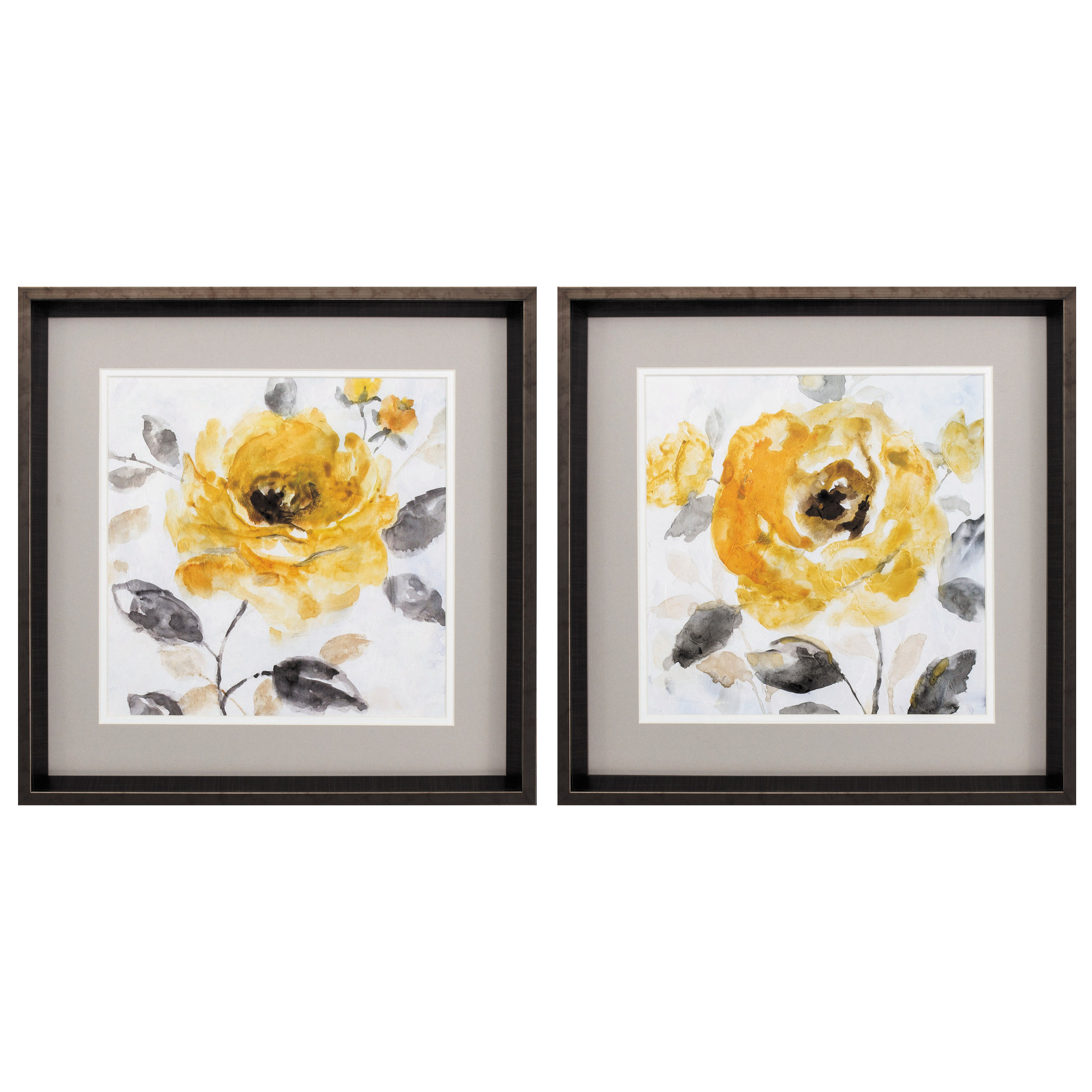 18" X 18" Brushed Silver Frame Honey Rose (Set of 2)