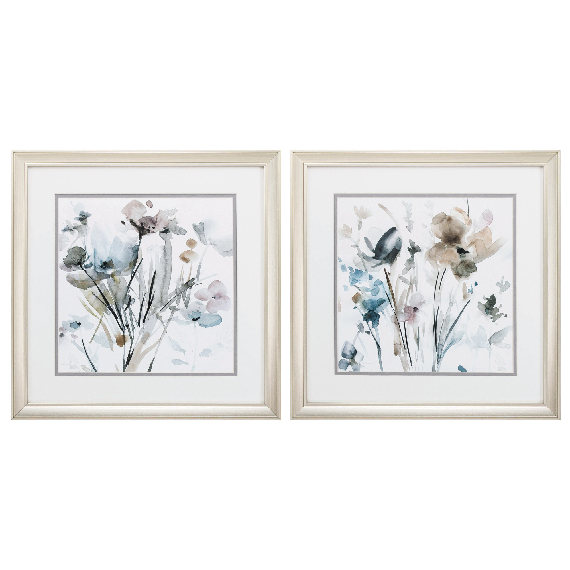 18" X 18" Champagne Gold Color Frame Dainty Blooms (Set of 2)