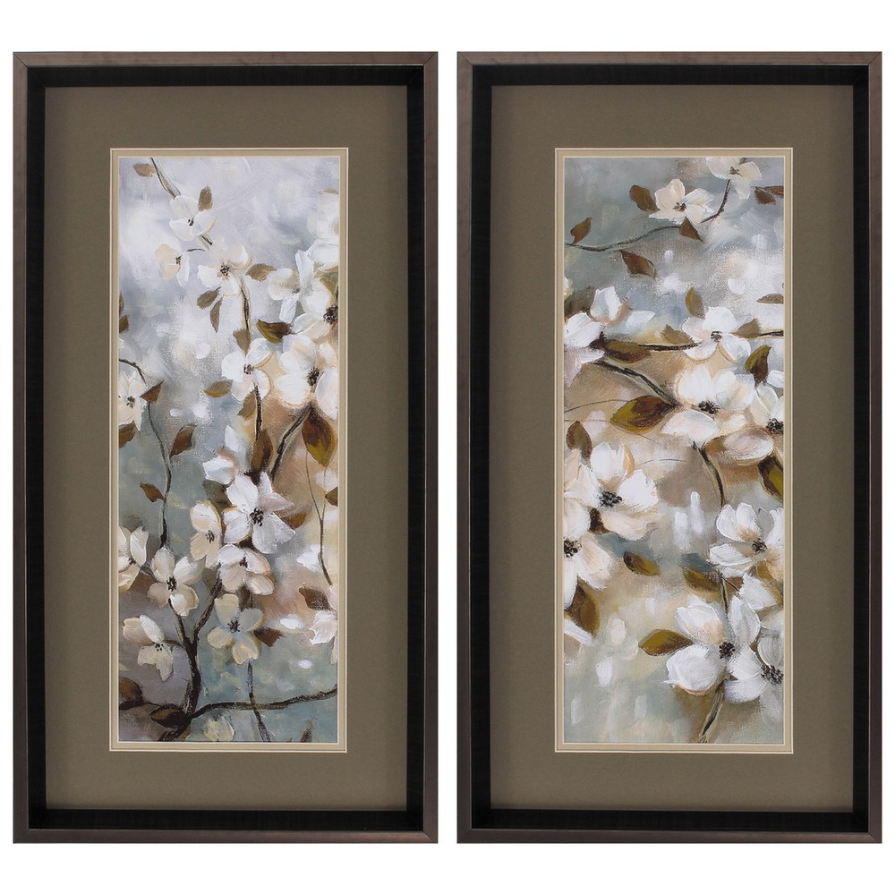 14" X 26" Brushed Silver Frame Blossoms Of Spring (Set of 2)