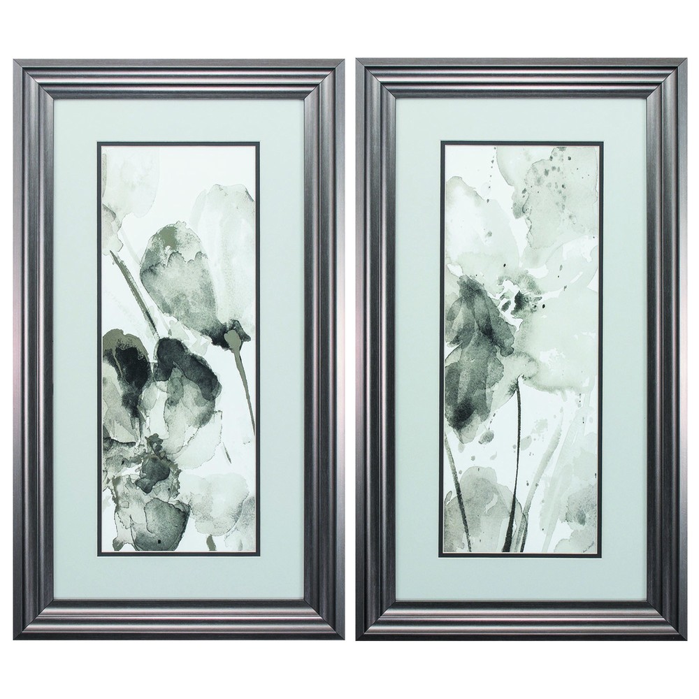 15" X 27" Gunmetal Gray Frame Abstract Flower (Set of 2)