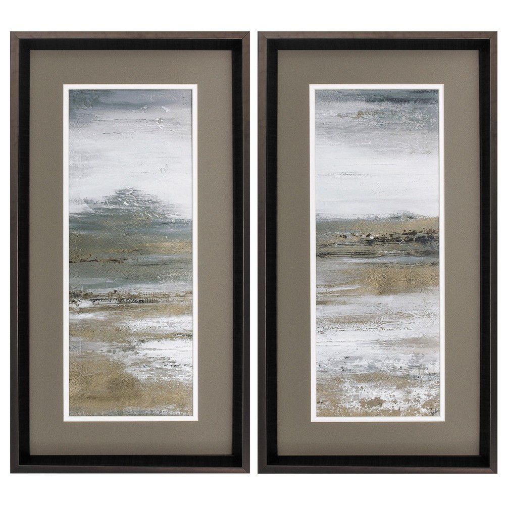 14" X 26" Brushed Silver Frame Illusion In Neutral (Set of 2)