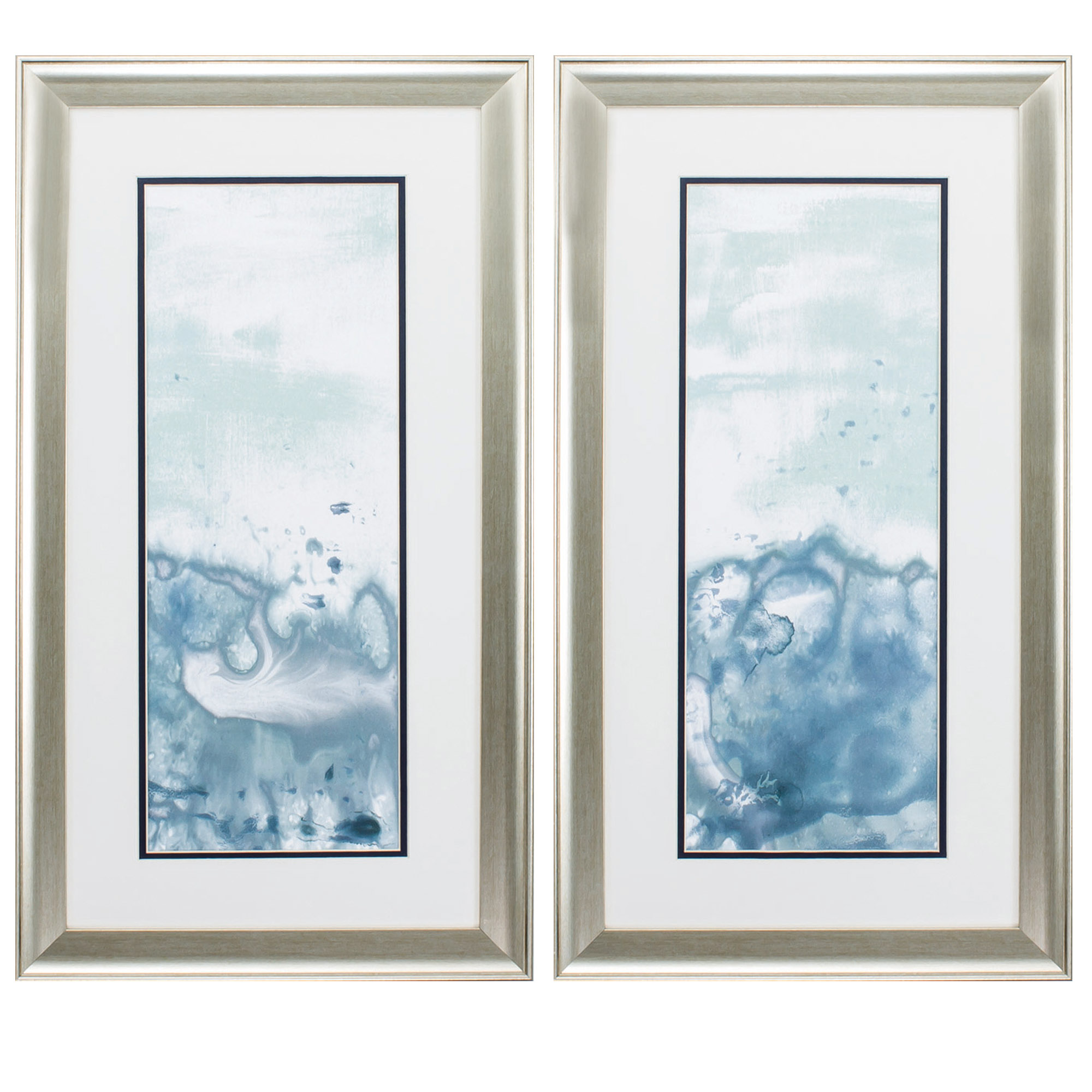 15" X 27" Brushed Silver Frame Sea Spray Horizon (Set of 2)