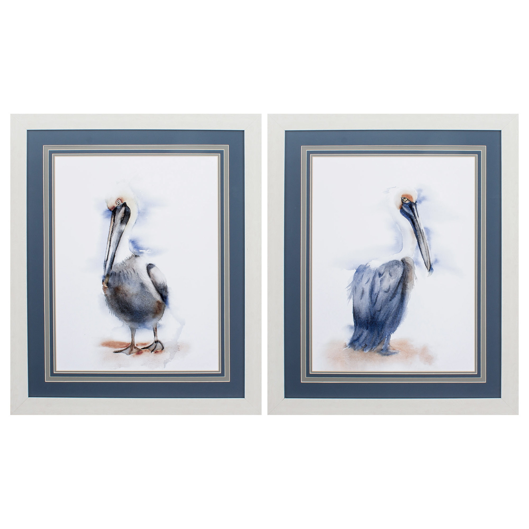 27" X 33" White Frame Pelican (Set of 2)