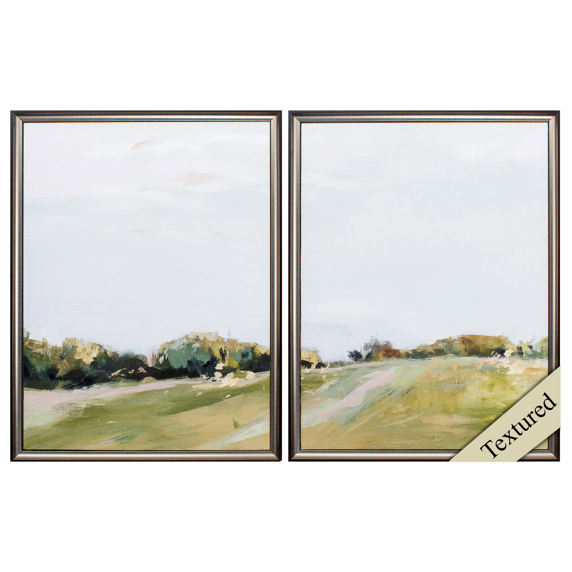 19" X 25" Brown Frame Golden Grasslands (Set of 2)