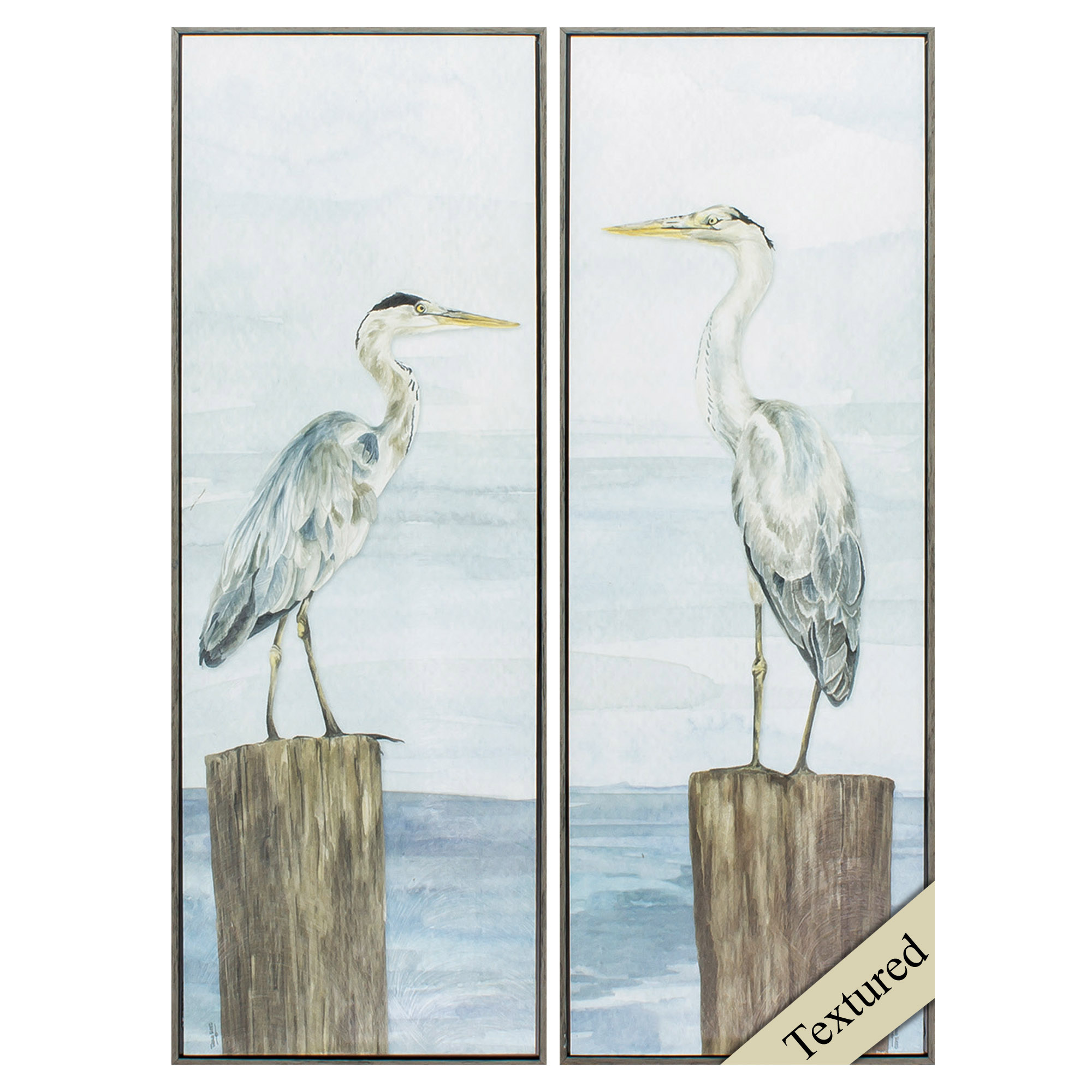 13" X 36" Woodtoned Frame Ocean Sky Panel (Set of 2)