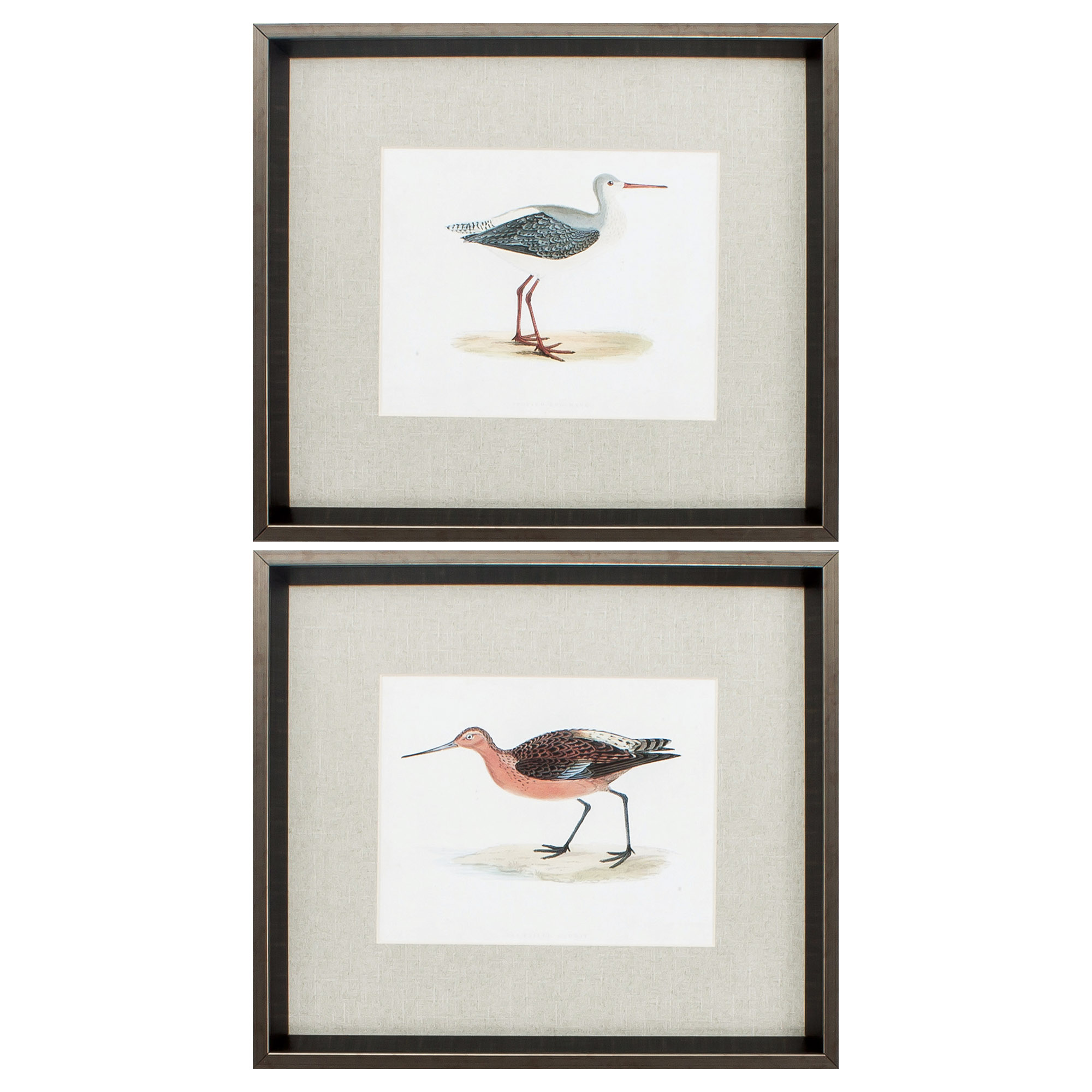 17" X 15" Brushed Silver Frame Morris Sandpipers (Set of 2)