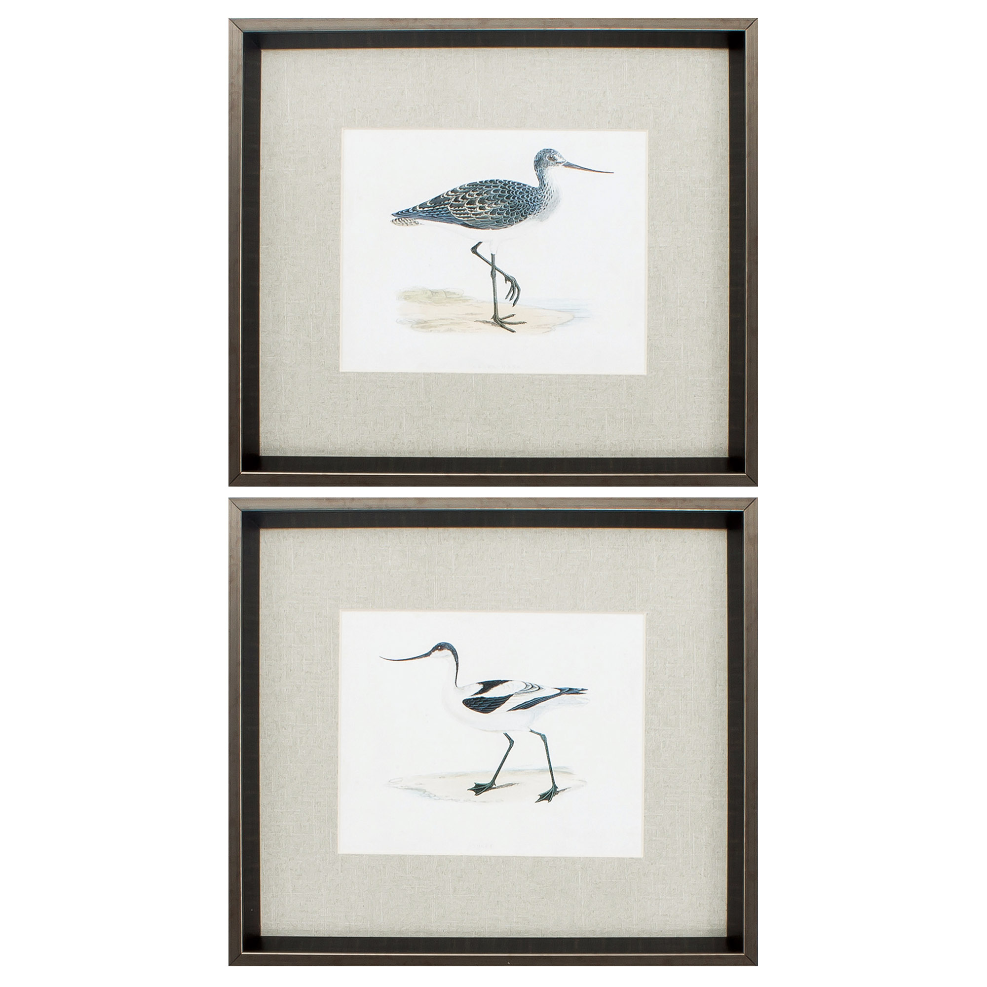 17" X 15" Brushed Silver Frame Morris Sandpipers (Set of 2)