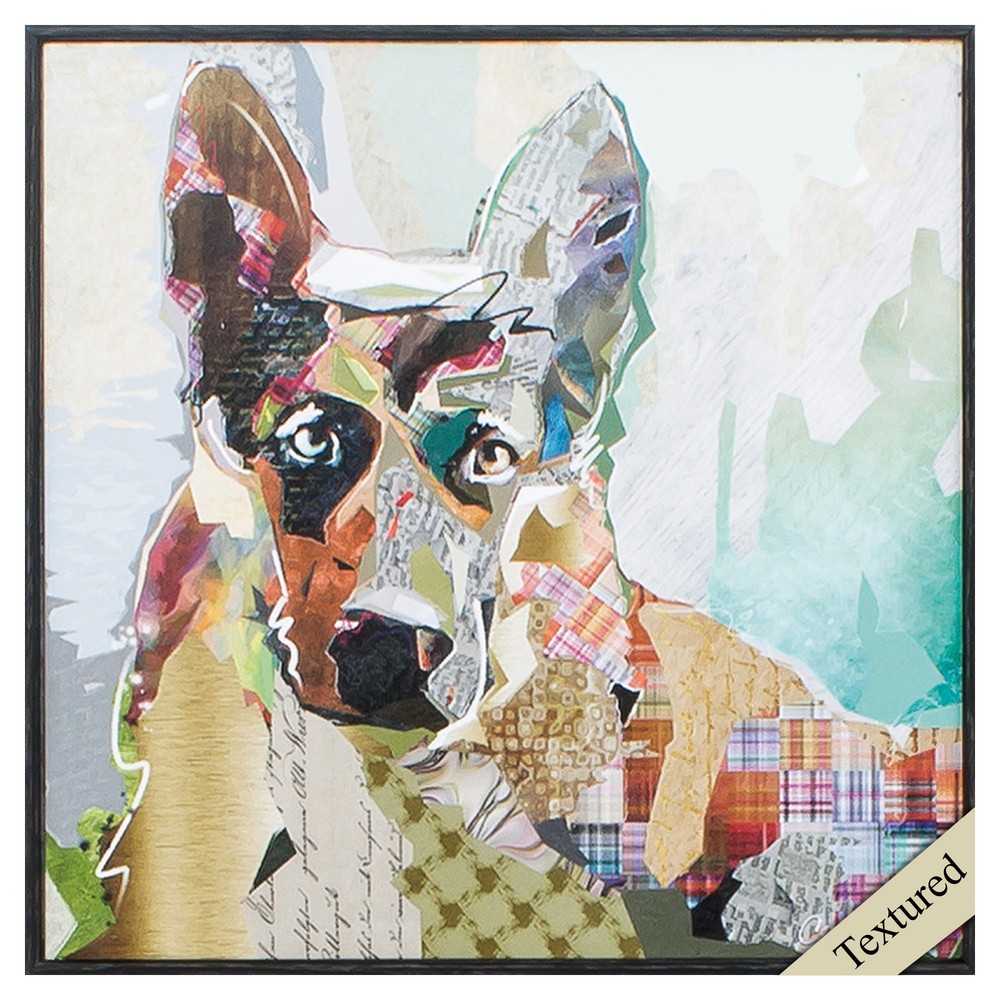 12" X 12" Distressed Black Frame German Shepherd