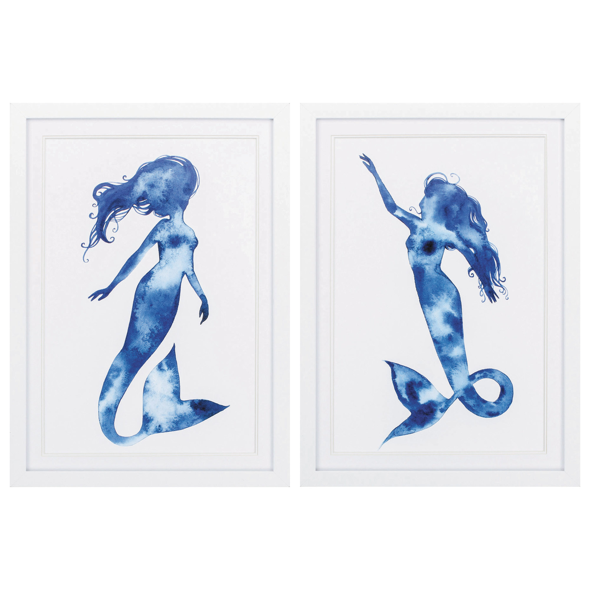 15" X 21" Matte White Frame Blue Sirena (Set of 2)