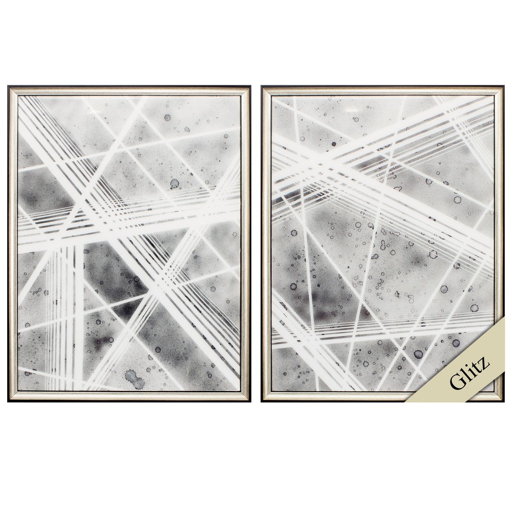 19" X 25" Silver Frame Charcoal Beam (Set of 2)