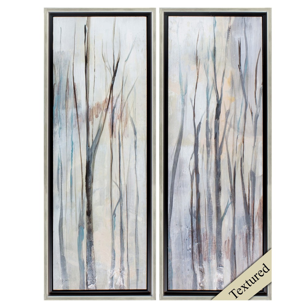 14" X 36" Silver Frame Wispy Birches (Set of 2)