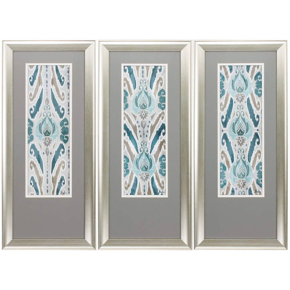 13" X 29" Brushed Silver Frame Flourish (Set of 3)