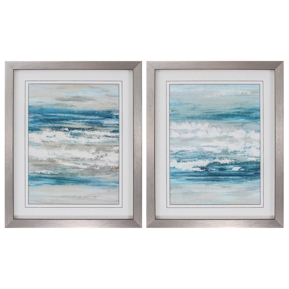 26" X 32" Silver Frame At The Shore (Set of 2)
