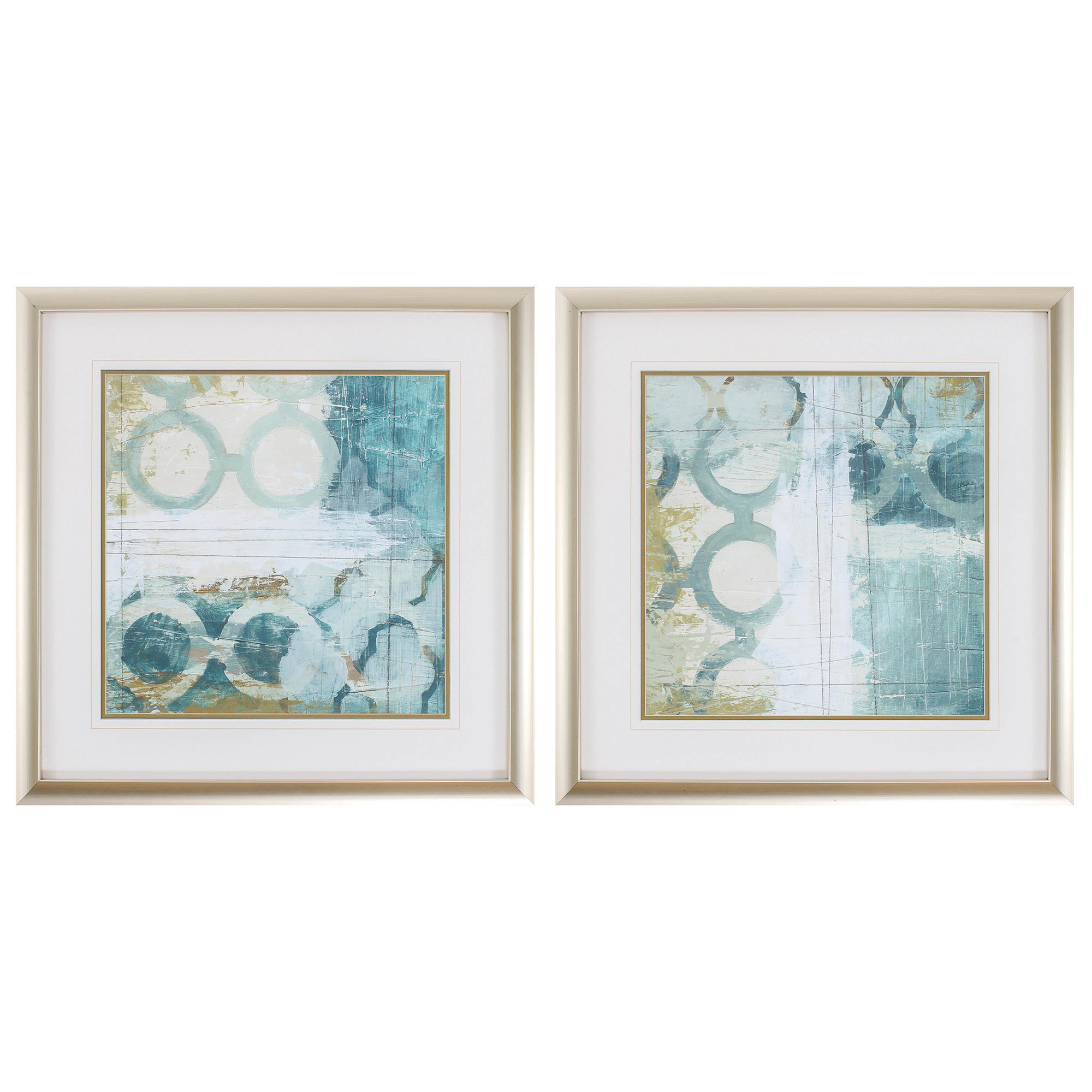 26" X 26" Champagne Gold Color Frame Blue Ramble (Set of 2)